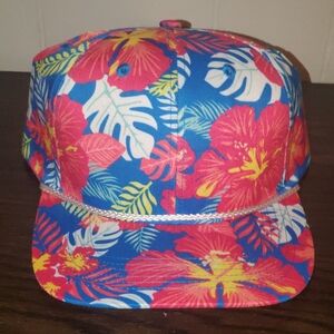 Floral Patterned Blue and Red Men's Hat